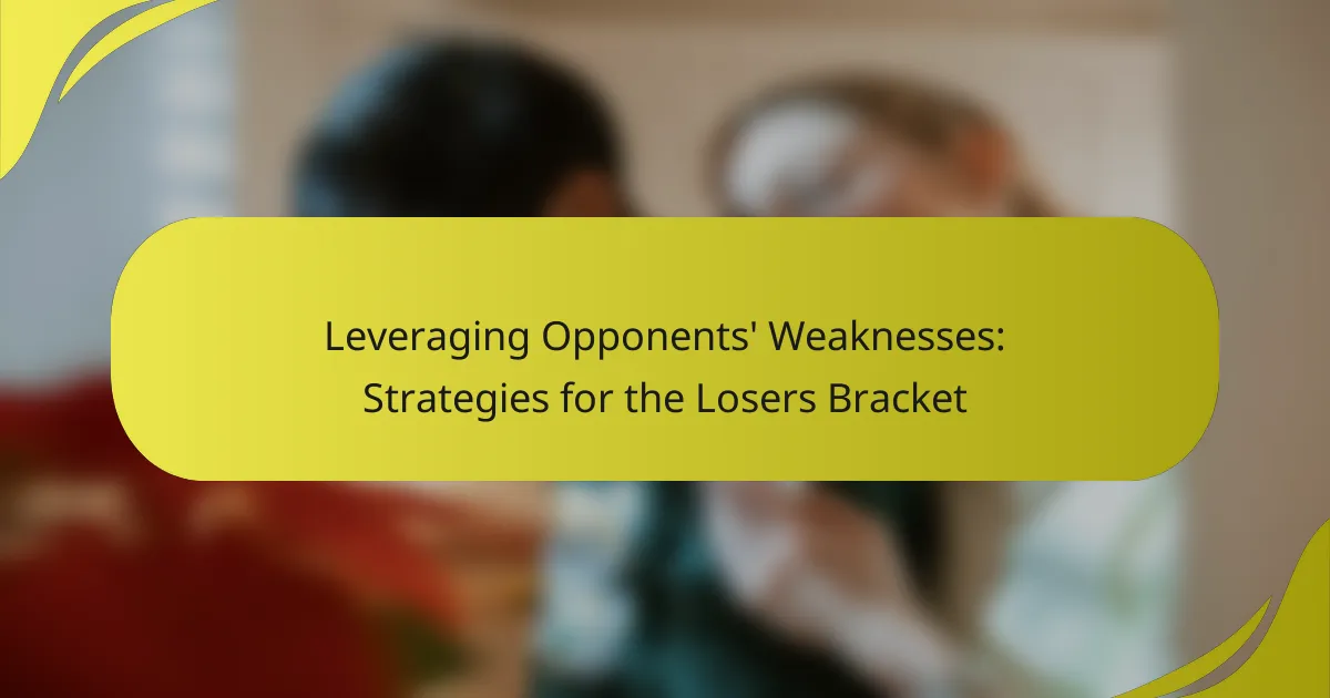Leveraging Opponents’ Weaknesses: Strategies for the Losers Bracket