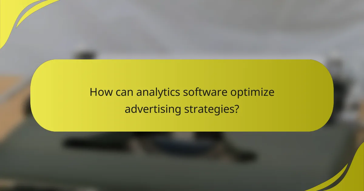 How can analytics software optimize advertising strategies?