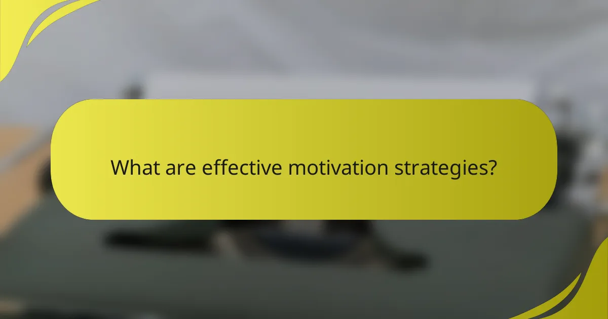 What are effective motivation strategies?