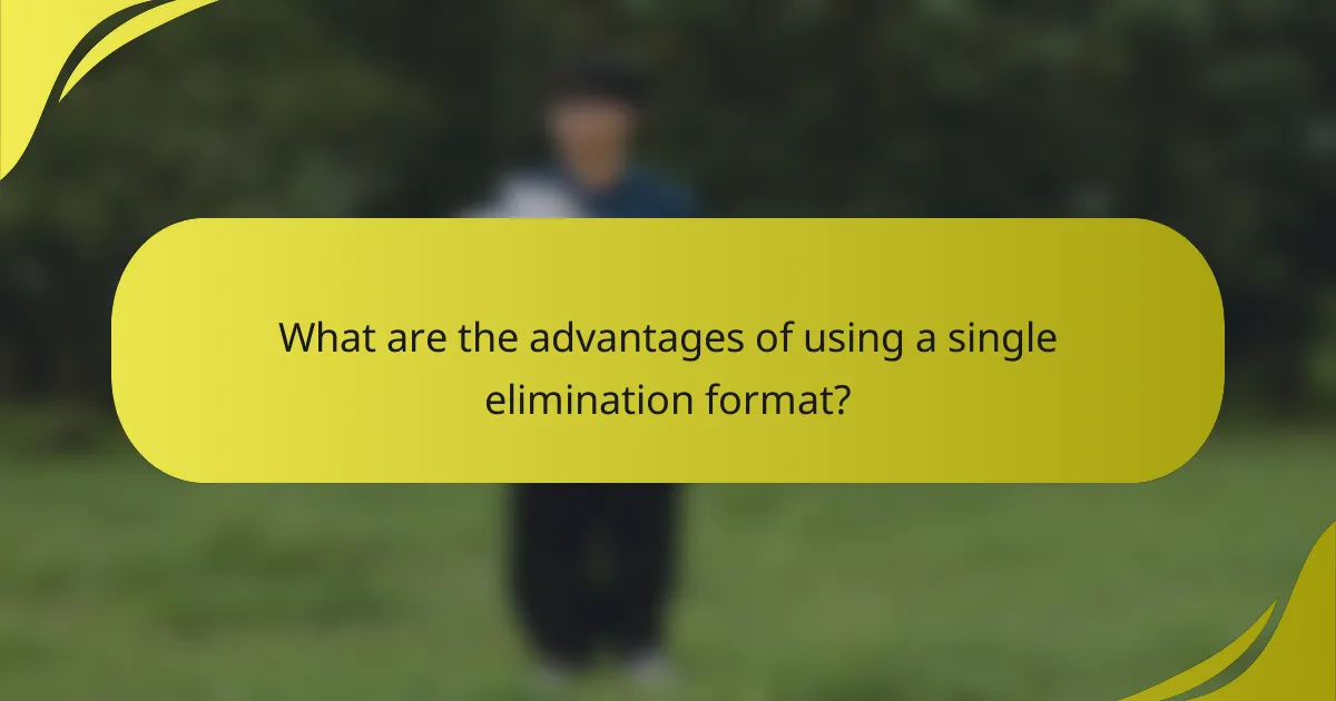 What are the advantages of using a single elimination format?